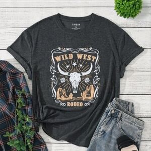 SHEIN Wild West Rodeo Graphic Tee - Charcoal 5x